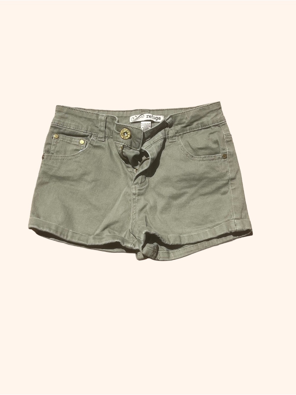 refuge Olive Green Denim-Style Cotton Shorts